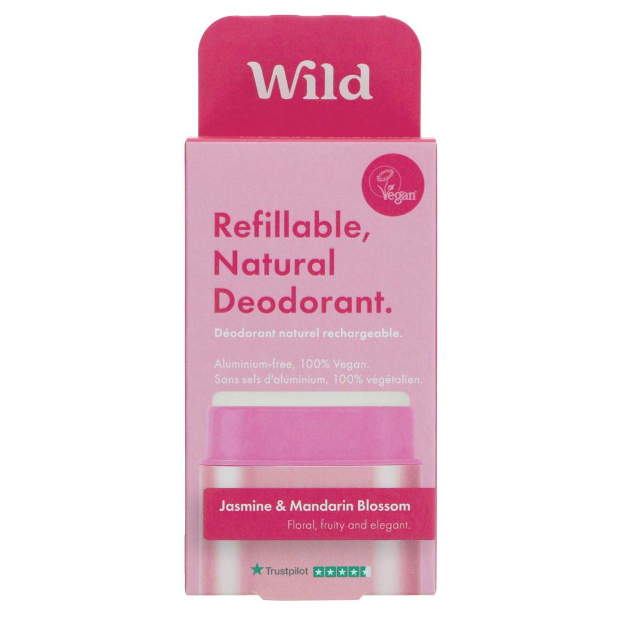 Wild Deodorant - Pink Case + Refill - Jasmine & Mandarin Blossom